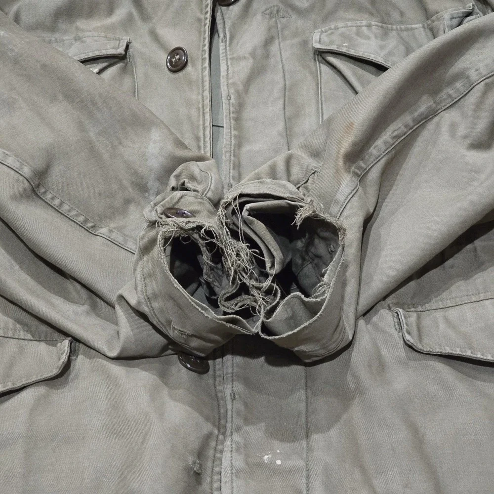 US Army Issue M-1943 M43 Field Jacket w/ Hood OD Green‎ Authentic WWII Sz Medium